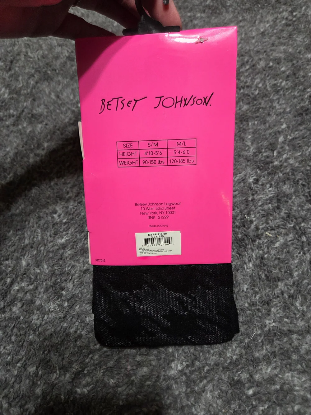 Betsey Johnson Black Sheer Patterned Tights - S/M